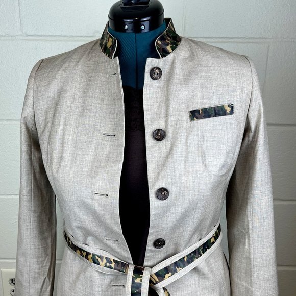 Custom Tan Blazer with Camouflage Embellishments - Picture 1 of 5